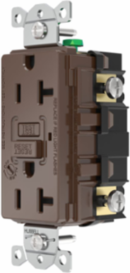 Heavy Duty, AUTOGUARD® Commercial Grade GFCI Receptacle, 20A 125V, With Alarm, Brown