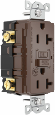 Heavy Duty, AUTOGUARD® Commercial Grade GFCI Receptacle, 20A 125V, With Alarm, Brown