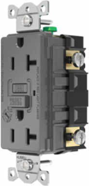 Heavy Duty, AUTOGUARD® Commercial Grade GFCI Receptacle, 20A 125V, With Alarm, Gray