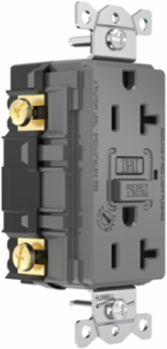 Heavy Duty, AUTOGUARD® Commercial Grade GFCI Receptacle, 20A 125V, With Alarm, Gray