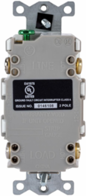 GFCI Receptacle, Self Test, 20A 125V, 5-20R, White