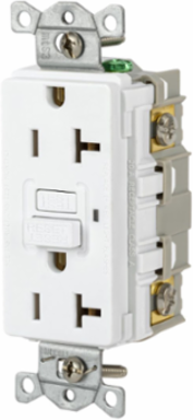 GFCI Receptacle, Self Test, 20A 125V, 5-20R, White