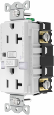 Heavy Duty, AUTOGUARD® Commercial Grade GFCI Receptacle, 20A 125V, With Night Light, White