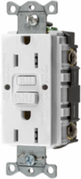 GFCI Receptacle, 15A 125V, 5-15R, White, Heavy Duty