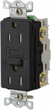 GFCI Receptacle, Self Test, 15A 125V, Tamper-Resistant, Black