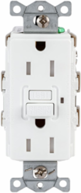 GFCI Receptacle, 15A 125V, Tamper-Resistant, 5-15R, White