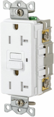 GFCI Receptacle, 20A 125V, Tamper-Resistant, 5-20R, White, 3 Inch Width