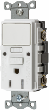 GFCI Receptacle with Single Pole Switch, 15A 125V, 5-15R, White