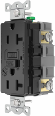 Heavy Duty, AUTOGUARD® Commercial Grade GFCI Receptacle, Tamper-Resistant, 20A 125V, With Alarm, Black