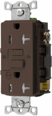GFCI Receptacle, 20A 125V, Tamper-Resistant, Alarm, 3.1 Inch Width