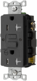 GFCI Receptacle, Self Test, Tamper Resistant, 20A 125V, 5-20R, Alarm, Black