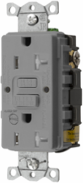 GFCI Receptacle, 20A 125V, Tamper Resistant, Alarm, 5-20R, Gray