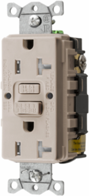 Power Protection Devices, Receptacle, Self Test, GFCI, Commercial Grade, 20A 125V, 2-Pole 3-Wire Grounding, 5- 20R, Light Almond
