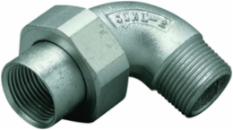 3/4 Inch 90º Angle Union, Iron, Male to Female, Tapered Threads, Quad Listed