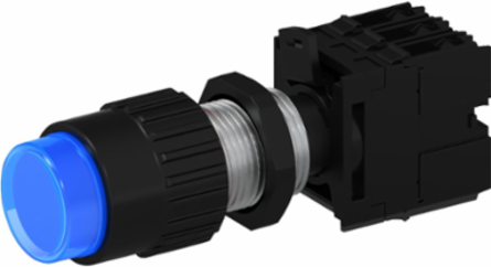 Blue Illuminated Push Button, 24V AC/DC, 1-1/2 Inch, 10A Amperage Rating