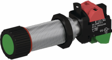 Green Push Button Assembly, 1 N.O./1 N.C. Contact, 57mm Length, Type 4X, 10A