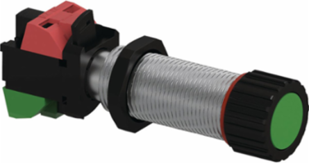 Green Push Button Assembly, 1 N.O./1 N.C. Contact, 57mm Length, Type 4X, 10A