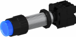 Blue Illuminated Push Button, 57mm Length, 120V AC/DC, Momentary Action, 10A