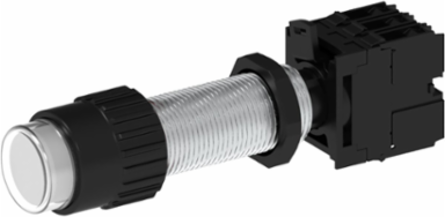 Clear Illuminated Push Button with Lamp Holder, 57mm Length, Momentary Action, 10A