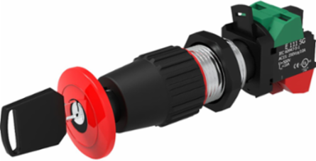Key Release Red Push Button Actuator, 1 N.O./1 N.C., 4.2 Inch Length, 10 A