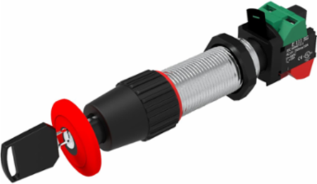 Key Release Mushroom Head Red Push Button Actuator 57mm, 10A, Type 4X, Red