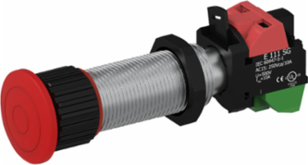 Red Mushroom Head Push Button w/ 1 N.O./1 N.C. Actuator, 57mm Length