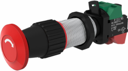 Red Mushroom Head Actuator Push Button 4.2 Inch x 1.8 Inch, 10 A, Type 4X