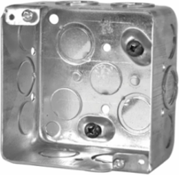 4 In. Square Box, 2-1/8 in. Deep, 30 Cu. In., with Raised Ground Screw, with Concentric, 1/2 & 3/4 in. KO (40-Pack)