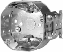 4 In. Octagon Box, 1-1/2 in. Deep, 15 Cu. In., with Side Bracket, Raised Ground Screw, 1/2 in. KO, Cable Pryouts, NMD90 (50-Pack)