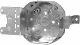 4 in. Steel Stud Octagon Box, 1-1/2 in. Deep, 15 Cu. In., with MSB Metal Stud Bracket, for 2-3/8 and 3-5/8 in. Stud Size, Raised Ground Screw, with Concentric and 1/2 in. KO (25-Pack)