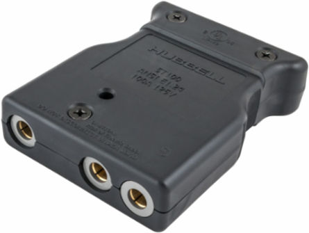 100A 125V Black Female Inline Double Set Screw Stage Pin Device, 5 Inch Width