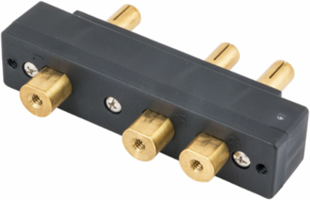 100A Male Panel Mount Stage Pin Device, 125V Black, Ring Terminal