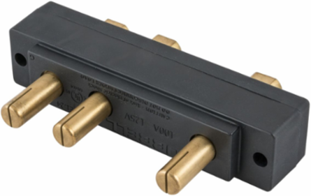 100A Male Panel Mount Stage Pin Device, 125V Black, Ring Terminal