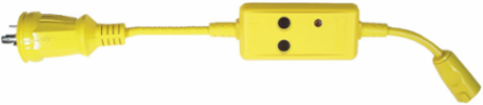 Ground Fault Marine GFCI Adapter, 30A to 15A, Yellow, Weather Resistant
