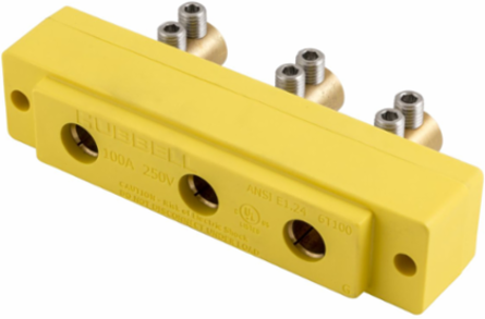 100A 250V Female Panel Mount Stage Pin Device, Double Set Screw, Yellow