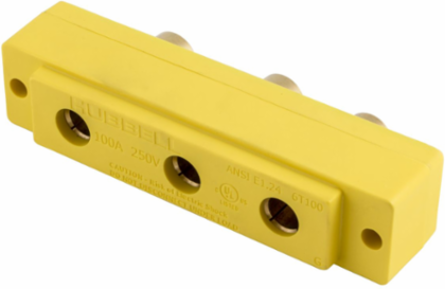 100A Stage Pin Device, 250V, Female Panel Mount, Yellow