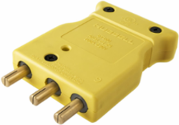 100A Male Inline Stage Pin Device, 250V, Double Set Screw, Yellow