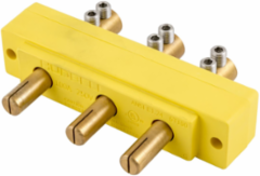100A Male Panel Mount Double Set Screw Stage Pin Device, 250V, Yellow