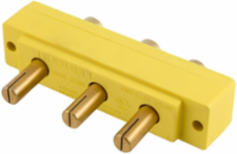 100A Yellow Male Panel Mount Stage Pin Device, 250V, Ring Terminal