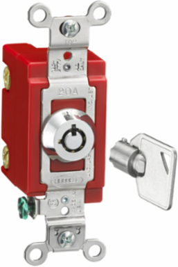 Industrial Grade Barrel Key Locking Switch, 20A 120/277V AC, Single Pole, Chrome