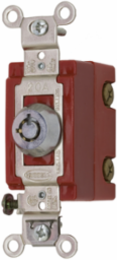 Industrial Grade Barrel Key Locking Switch, 20A 120/277V AC, Single Pole, Chrome