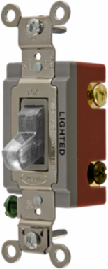 Industrial Grade Illuminated Toggle Switch, 20A 120-277V AC, 4.06 Inch Length