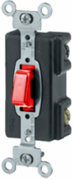 Industrial Grade Switch, Single Pole, 20A 120VAC, Red, 3.28 In x 1.5 In x 1.45 In