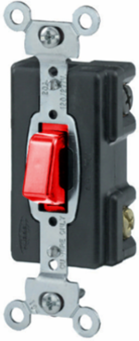 Pilot Lighted AC Switch, 20A 120/277V, Three Way, Red, 3.28 Inch x 1.5 Inch x 1.45 Inch