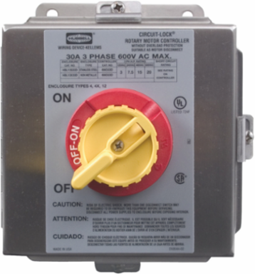 Industrial Rotary Disconnect Switch, 30A 600V AC, NEMA 4X Enclosure, 6.75 x 6.96 x 4 Inch