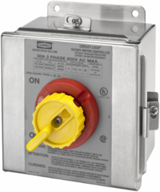 Industrial Rotary Disconnect Switch, 30A 600V AC, NEMA 4X Enclosure, 6.75 x 6.96 x 4 Inch