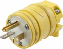 Elasto-Grip Dust Tight Male Plug, 20A 125V, 2-Pole 3-Wire, Yellow