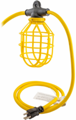 Temporary Lighting 100' SJTW Light String, 10 Fixtures, 125 VAC