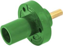 Single Pole Male Inlet Receptacle, 150 Amp, Green, Threaded Stud