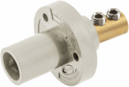 150 Amp Single Pole Male Inlet Receptacle, Double Set Screw, Brass/Thermoplastic, White